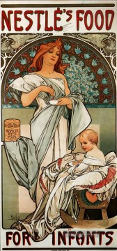 Nestles Nahrung für Kleinkinder 1897 Tschechisch Jugendstil Alphonse Mucha Ölgemälde